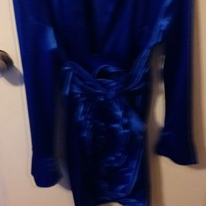 Button tie blue dress